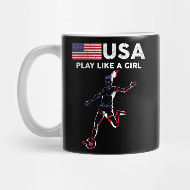 USA Play Like a Girl Soccer Football USA Flag by torifd1rosie